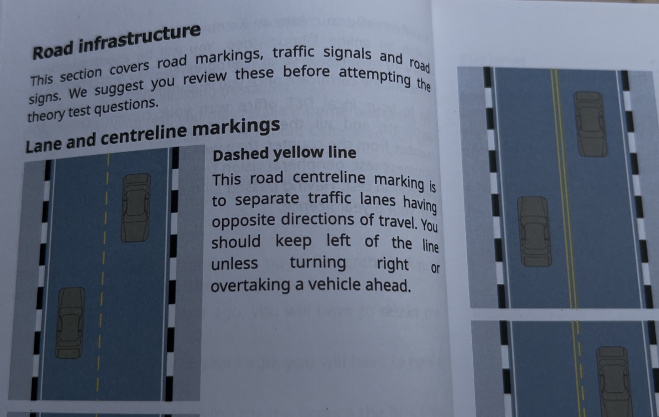 Des informations sur les différents marquages au sol.